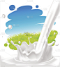 牛奶喷溅用自然笔触描画景观向量