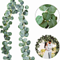 QUNPON Artificial Eucalyptus Garland Faux Silk Eucalyptus Vines Handmade Garland Leaves Greenery Wedding Backdrop Arch Wall Decor (Garland 1 Strand): Amazon.co.uk: Kitchen & Home