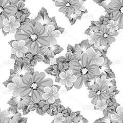 抽象无缝黑白图案的花。适合设计贺卡、请柬、生日问候、情人节、婚礼、聚会、庆典。