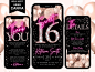 Sweet 16th Birthday Digital Invitation Electronic 16th image 1