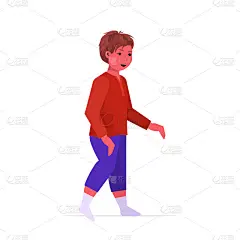 美丽的棕色头发女孩可爱的孩子站姿女性卡通人物全长