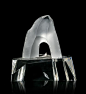 A Steuben Glass and Sterling Silver Sculpture, Height 6 inches.