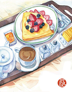 一颗沉默的蟠桃采集到Painting | Food