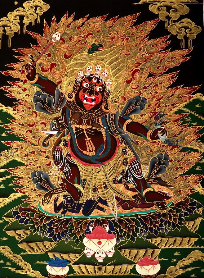 黑金马头明王单身像