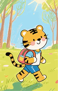 背书包去上学的小老虎