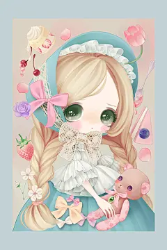 娃娃的小情绪-羽画雨_插画,厚涂,萝莉_涂鸦王国插画