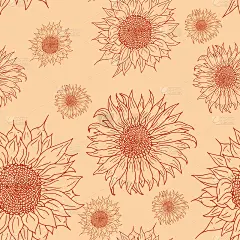 向日葵单色无缝花纹