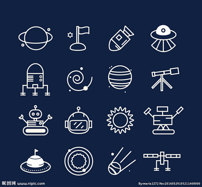 太空探索图标矢量图
