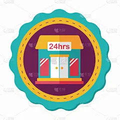 带有长长的影子，eps10 建设便利店平图标