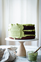 Chocolate Zucchini Layer Cake with Matcha Cream Cheese Frosting {gluten-free}