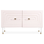 Royal Palms 2 Door Credenza : The Royal Palms Credenza is the newest addition to our lacquer credenzas. With an accordion style facade cutout, this credenza features our new oval lucite and brass pull knobs and 7" lucite cone legs with brass tips. Sh