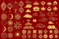 Asia elements. Chinese festive decorative gold tra