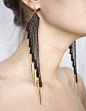 加拿大设计师Tamara 蕾丝耳环 金银黑色翅膀铆钉流苏 黑暗天使-淘宝网