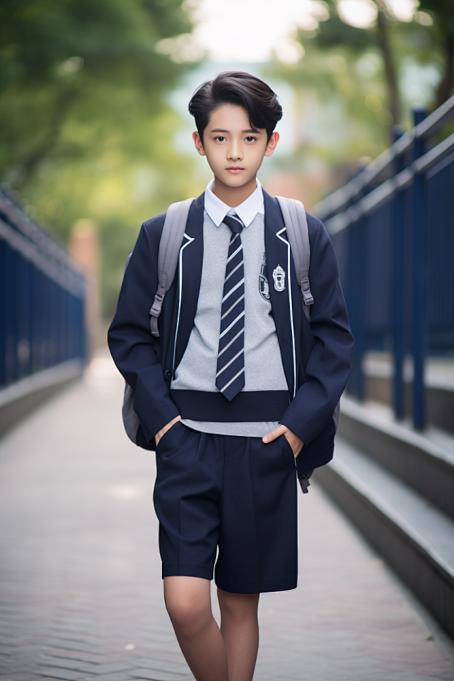 青春洋溢的学院风活力男学生
