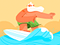 Xmas is cancelled, sorry australia winter hawaii surfing surf xmas holiday santa christmas flat design character illustration