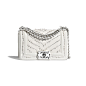 Small BOY CHANEL Handbag - White - Calfskin, Imitation Pearls & Silver-Tone Metal - Default view - see standard sized version
