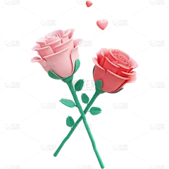 情人节浪漫感软3D风玫瑰花装饰元素素材