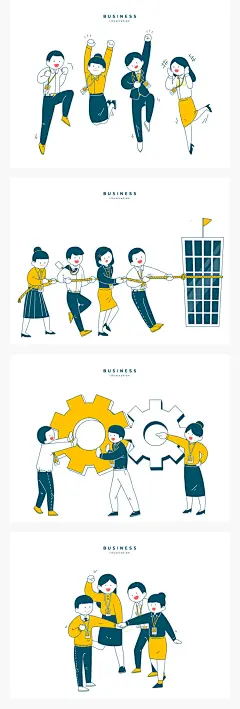 卡通团队人物使用AI无人机活动公司积极协作欢呼插画PSD设计素材-淘宝网