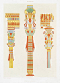 Wooden columns from Histoire de l'art égyptien (1878) by Émile Prisse d'Avennes. Original from The New York…