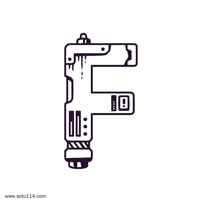 机械字母字体设计F