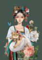古风人物插画，美人如花隔云端。
（画师@长乐nina ）
人世间有百媚千红，唯独你是我情之所钟。任他凡事清浊，为你一笑间轮回甘堕。
#古风插画# ​​​​