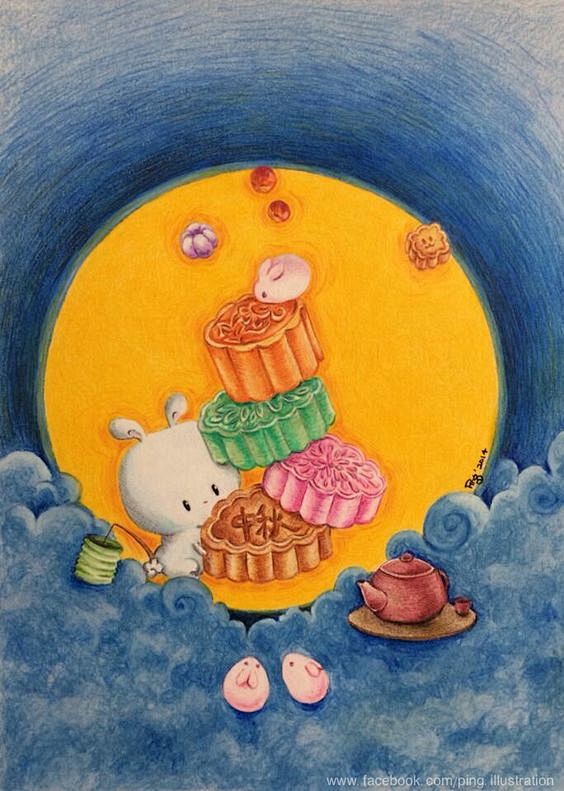 祝。2014中秋节快乐! 月饼可以吃饱饱...