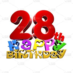 28岁生日快乐3d..(剪切路径)。