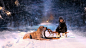 1920x1080像素 动物 孩子们 圣诞 小狗 森林 朋友 有趣 假期 灯光 爱 心情 晚 摄影 道路 景区 季节性 季节 雪橇 雪 雪花 下雪 树木 汽车 冬季