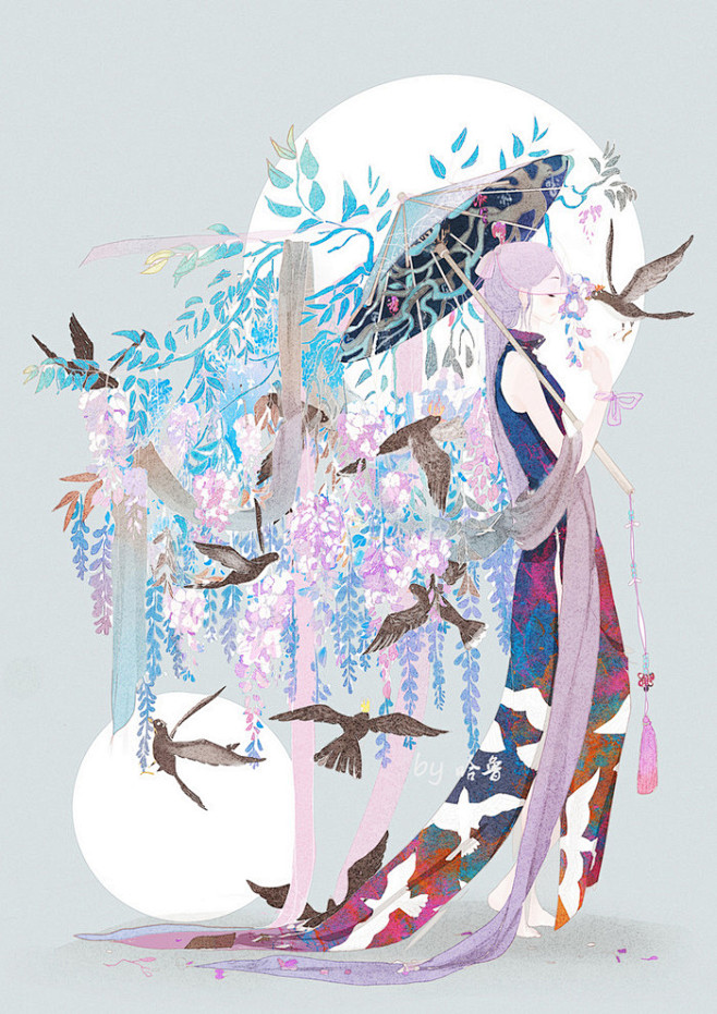 手绘、古风、水墨、人物、插画、封面、场景