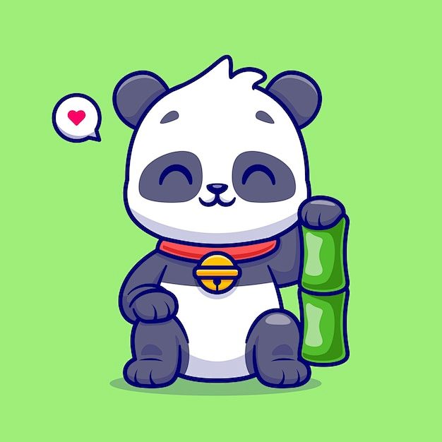 熊猫竹子卡通插画矢量图设计素材