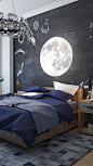 Dark Themed Kids Rooms : By incorporating dark navy blue, black, and red these designers do not take away from the youthfulness of their designs, they just add personality to them.