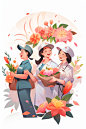 卡通五一劳动节各职业卡通人物插画