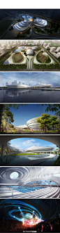 【中国荆州市体育中心】荆州市体育中心位于正在规划建设中的沙北新区行政文化中心。这是由DUO建筑设计事务所与中国国家体育组合作设计的方案。