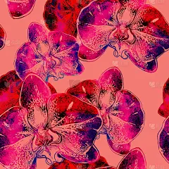 明亮的迷幻花无缝与兰花花的图案。