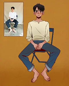 真人绘制成的动漫插画~  作者：guwaba ​ ​​​​