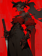 shubmedea-dickboy-samurai-sword-girl-in-red-in-the-style-of-yuumei-dark-p-5e137828-0a0f-4467-b96a-f221288595ff.jpg (928×1232)