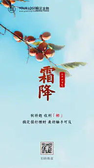 霜降金融保险理财节气祝福实景海报