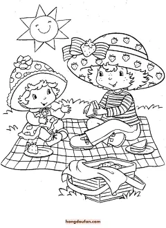 12张可爱的草莓女生幼儿卡通涂色图片-红豆饭小学生简笔画大全