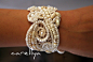 Vintage Lace Bridal CUFF Beaded Hand Embroidered Bracelet DAFNA