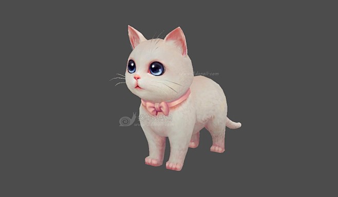可爱小猫咪，宠物猫，小白猫，粉色猫3d模...