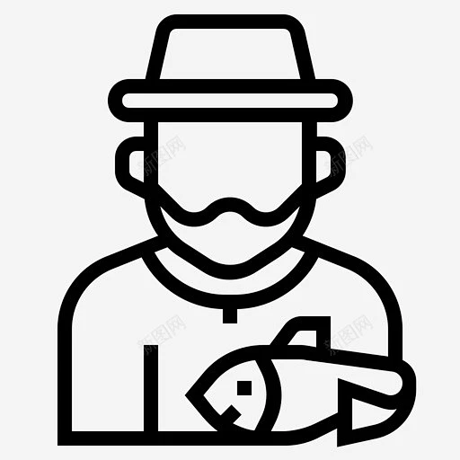 渔民捕鱼工作图标 页面网页 平面电商 创意素材-花瓣网