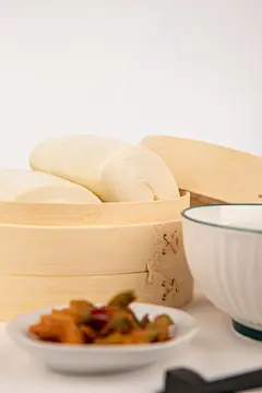 馒头早餐面点面食美食摄影图