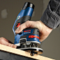 Bosch GKF12V-25N 12V Max EC Brushless Palm Edge Router, Bare Tool : Delivers cordless freedom, lightweight comfort and balance—ideal for edge profiling, trimming and hinge routing.