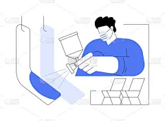 家具配件绘画抽象概念矢量图解.工厂工人为家具制造业、轻工部门、木材业绘画木料抽象隐喻.