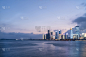 青岛城市滨海建筑景观夜景