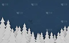 平面背景上的松树的纸艺术场景，森林的最小概念，3D渲染