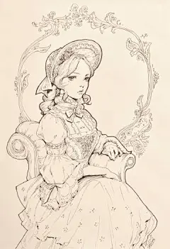 洛丽塔女孩系列，线稿... - @黑白插画装饰画的微博 - 微博