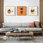 茶言观色禅意新中式客厅装饰画日式壁画如意橙色柿子水果餐厅挂画-淘宝网