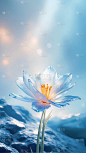 冬天抽象肌理背景冰花图片