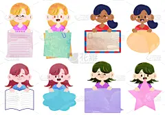 边框,女孩,式样,材料,对话气泡框,可爱的,华丽的,贺卡,信函,简单